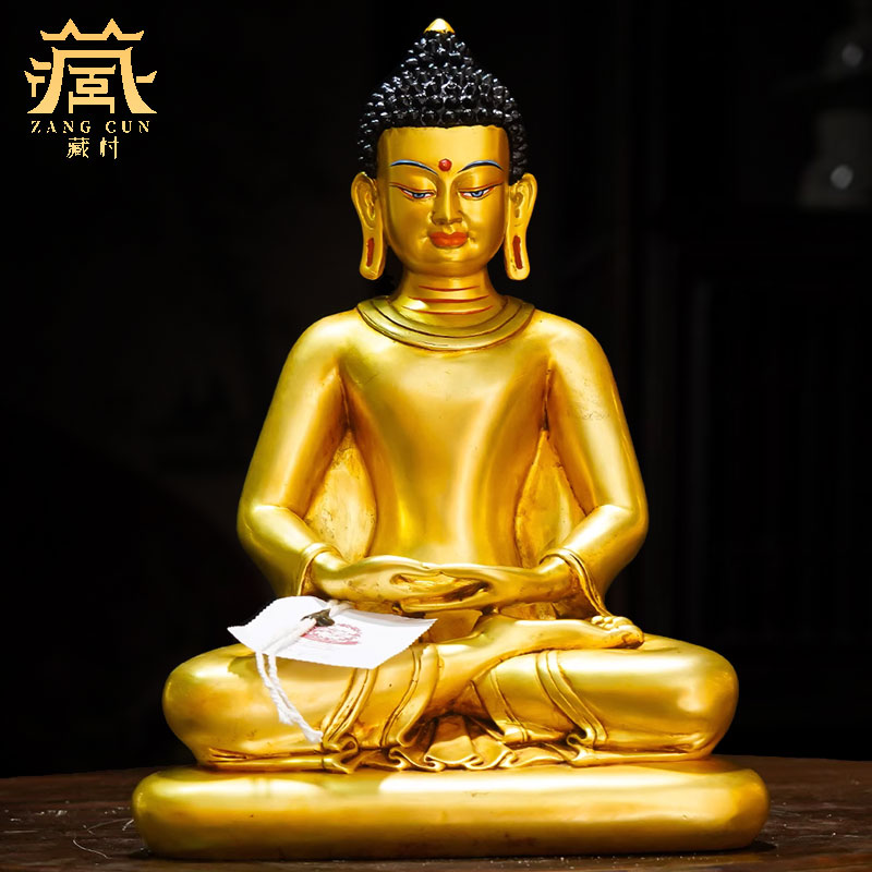 藏村家用铜铸摆件《明永乐阿弥》铜像铜鎏金雕花桌面摆件家居装饰