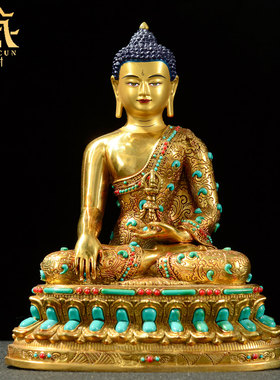 藏村镶嵌绿松石铜像7/10/15寸