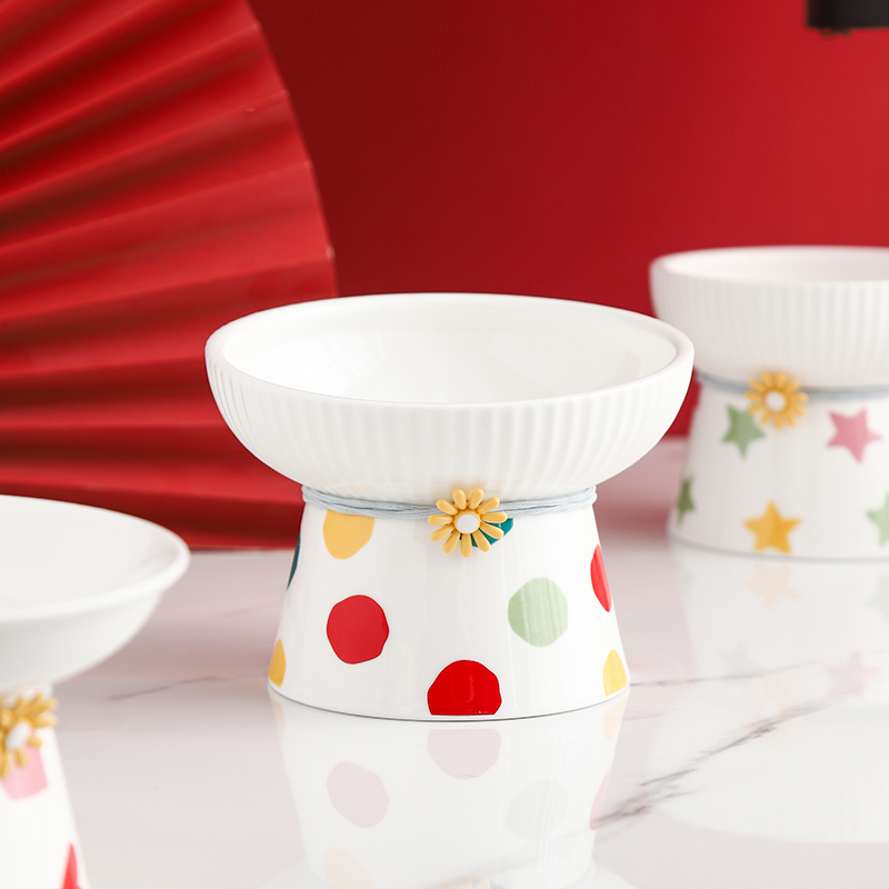 小清新陶瓷宠物碗护颈椎