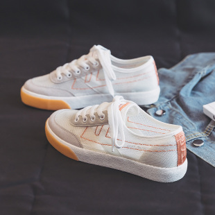 回力帆布鞋女2025年夏季新款网鞋女透气网面薄款运动板鞋子小白鞋