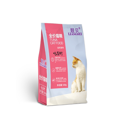 靓贝猫粮吃货街成猫橘猫老年猫通用型金枪鱼味猫粮500g流浪救助粮