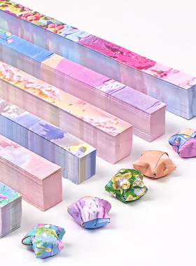 大角色星星条花语流年裸眼3D创意折纸幸运星手工纸油画风格小众高级感双面双色印花盒装高颜值叠纸星星专用纸