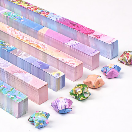 大角色星星条花语流年裸眼3D创意折纸幸运星手工纸油画风格小众高级感双面双色印花盒装高颜值叠纸星星专用纸