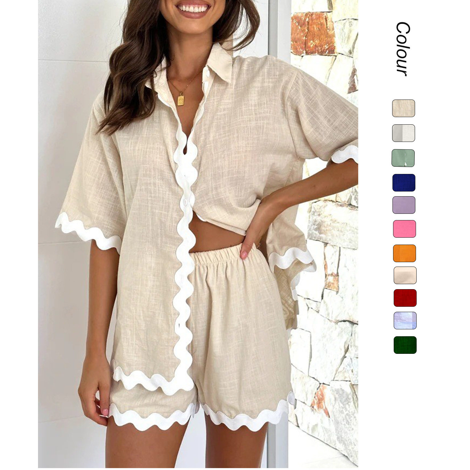 2025 Simple Fashion Short Shirt Casual Set