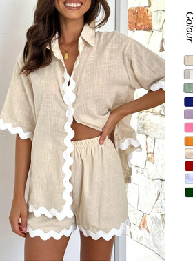 2025 Simple Fashion Short Shirt Casual Set