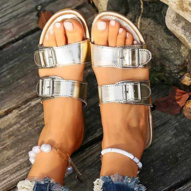 2024 external belt buckle soft soled beach sandals