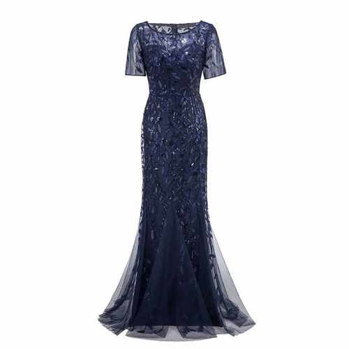 2024 slim mesh shiny evening gown fishtail dress