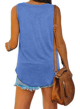 2024V collared tailcoat sleeveless solid color vest T-shirt