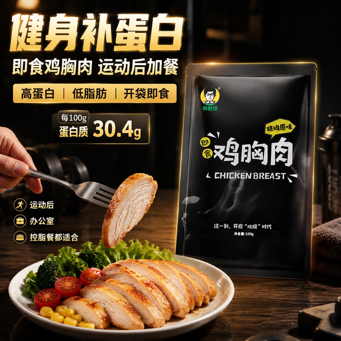 低脂代餐高蛋白袋装速食鸡胸肉