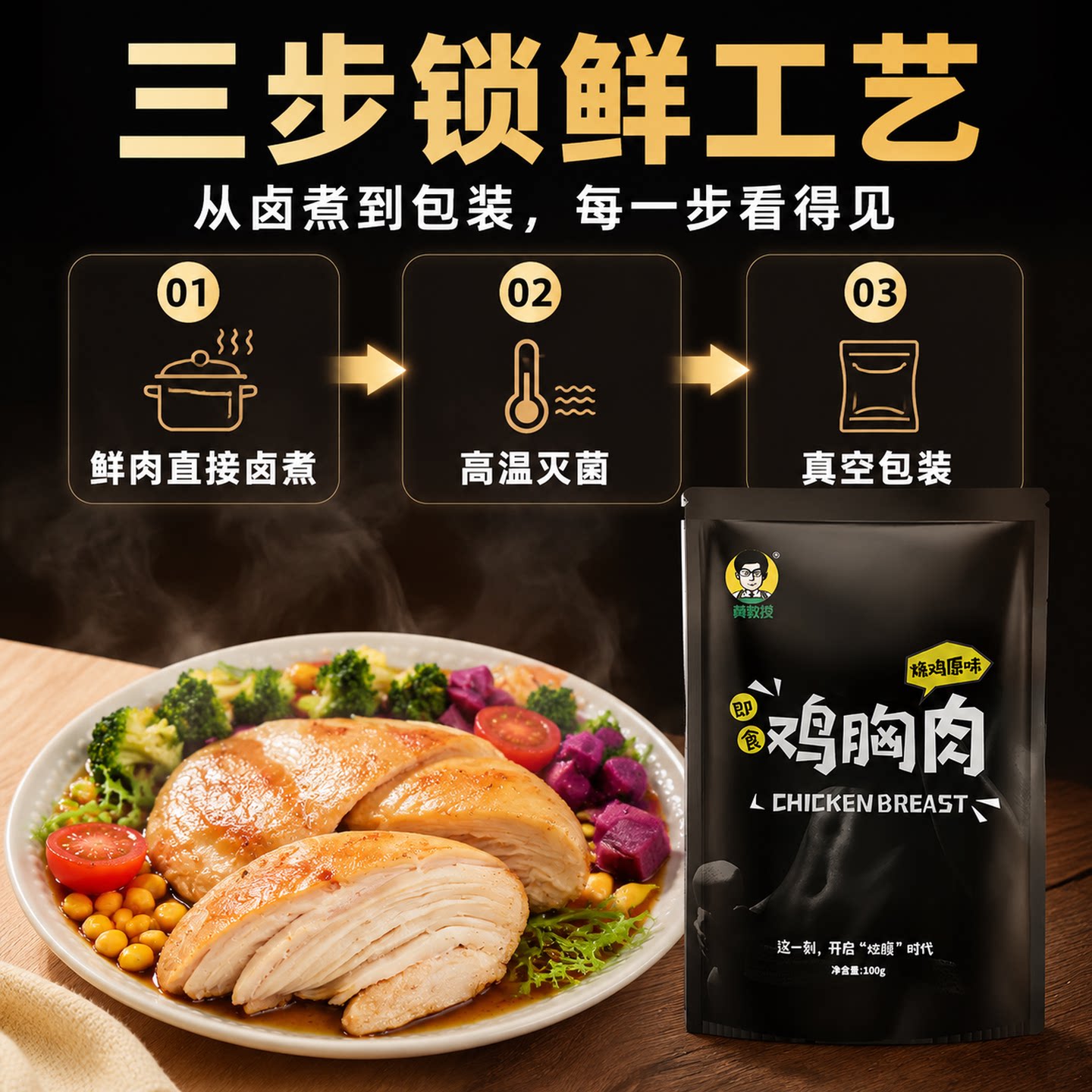 黄教授速食健身代餐低盐鸡胸肉