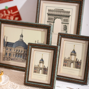 欧式复古相框摆台怀旧5 6 7寸画框七寸桌面A4美式小摆件定制 相框