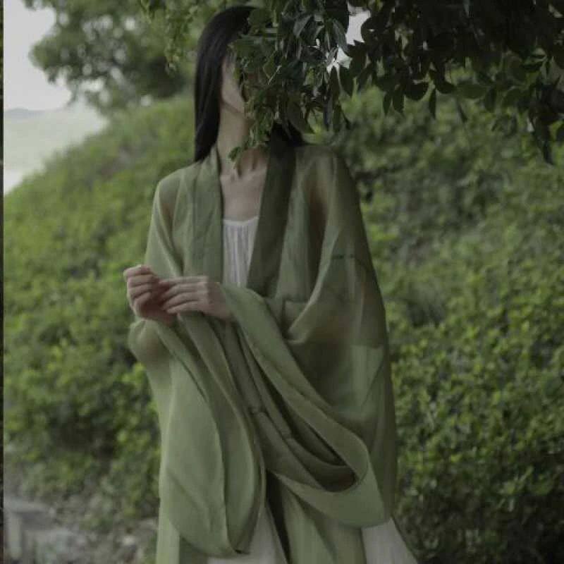 중국 HANFU 홈메이드 레이디스 가디건 TULLE SUSPENDER 드레스