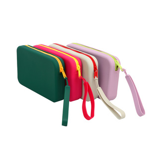 拉链收纳袋大容量零钱硅胶化妆包洗漱包 软硅胶男女化妆收纳包时尚