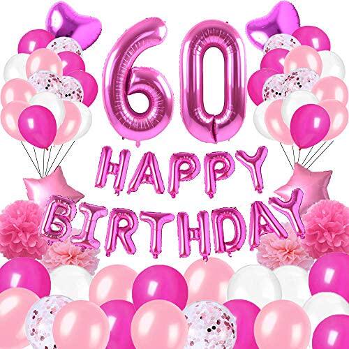 happy 60th birthday party decorations pink latex,rose red la