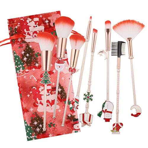 christmas makeup brush set, cutelove 8pcs makeup brushes fou