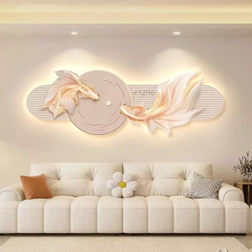 氛围灯寓意好客厅壁灯挂画年年有余沙发背景墙装饰画卧室LED灯画