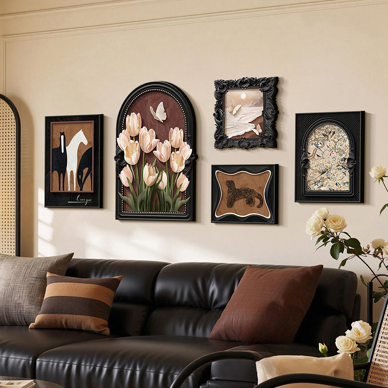 法式中古风客厅装饰画复古郁金香卧室挂画高级感沙发背景墙面壁画,家居饰品,现代装饰画,淘宝优惠券,粉丝福利购,淘宝优惠卷