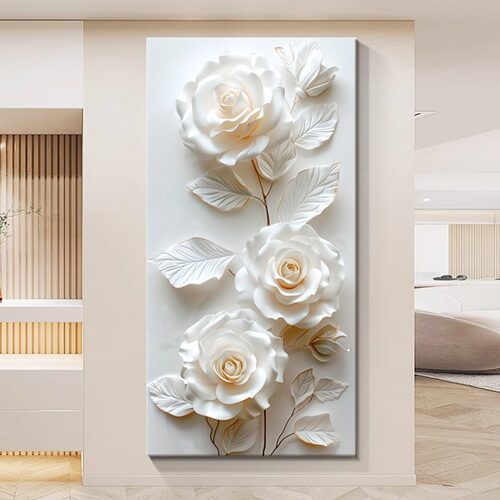 花卉立体高级感玄关画奶油装饰画