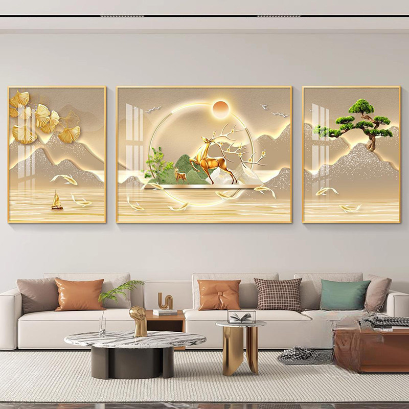 山水画轻奢客厅装饰画高级感沙发背景墙挂画现代简约大气新款壁画,家居饰品,现代装饰画,淘宝优惠券,粉丝福利购,淘宝优惠卷