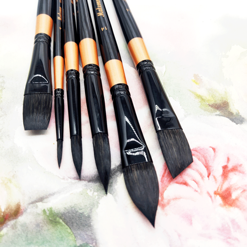 maleonn黑杆天鹅圆头猫舌画笔