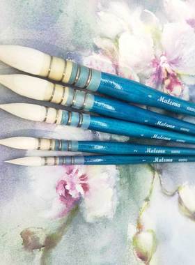 蓝胖子羊毛水彩画笔拖把法式手工画笔玛琅画材608SRQ细光峰水彩笔