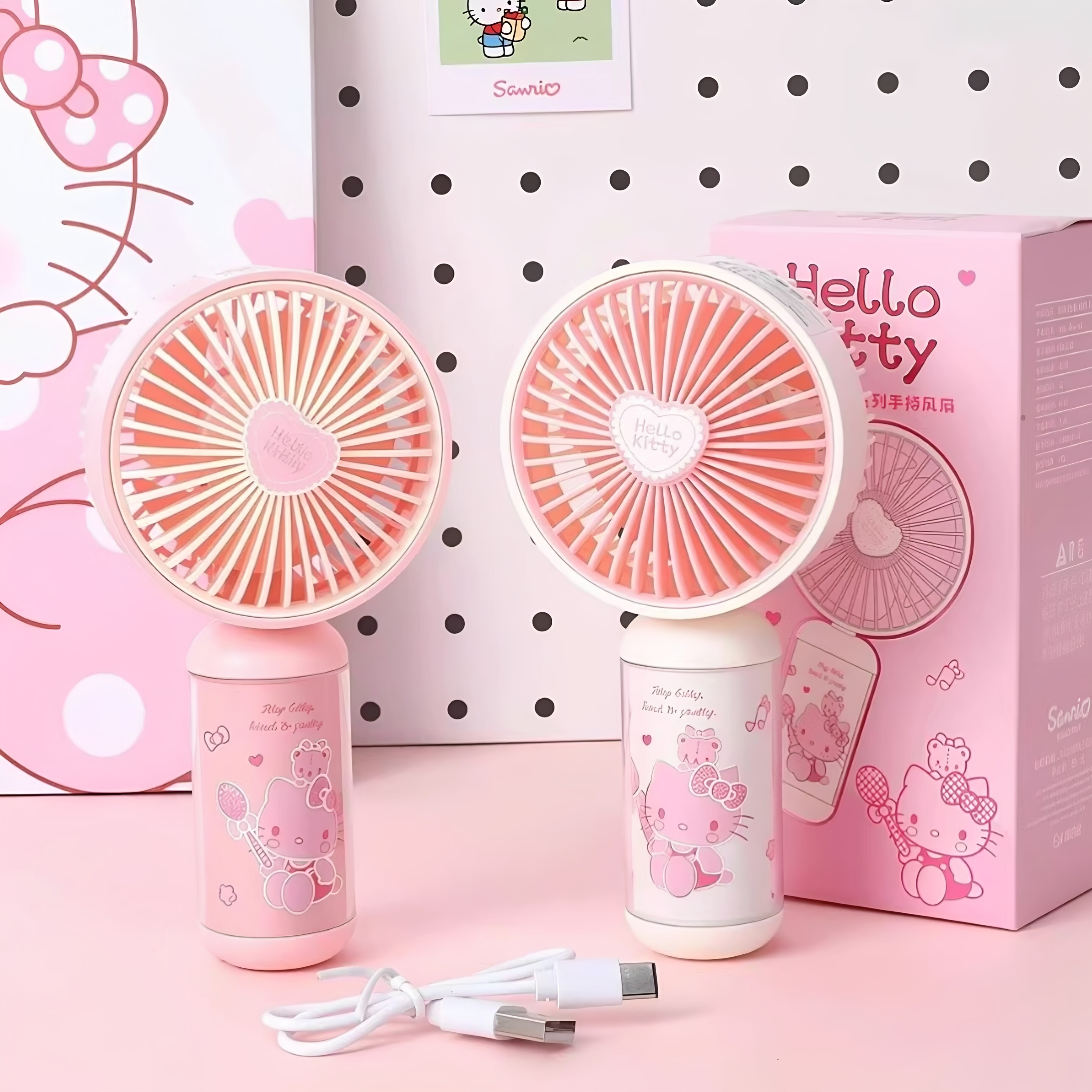 夏季爆款三丽鸥风扇迷你轻便随身USB充电外出便携手持卡通小摆件
