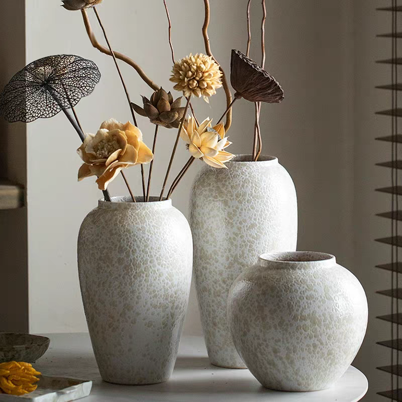 景德镇新中式白色陶瓷花瓶摆件客厅插花居家装饰高级感养花瓶陶罐