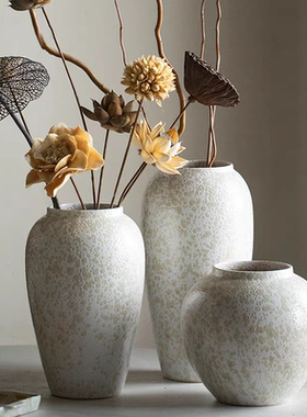 景德镇新中式白色陶瓷花瓶摆件客厅插花居家装饰高级感养花瓶陶罐