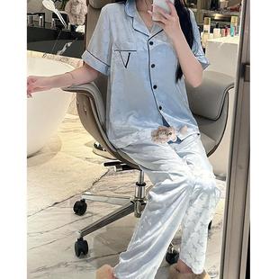 冰丝 高档梦米加一oyshok诺尚品蝴蝶三件套韩系少女风睡衣女春夏季