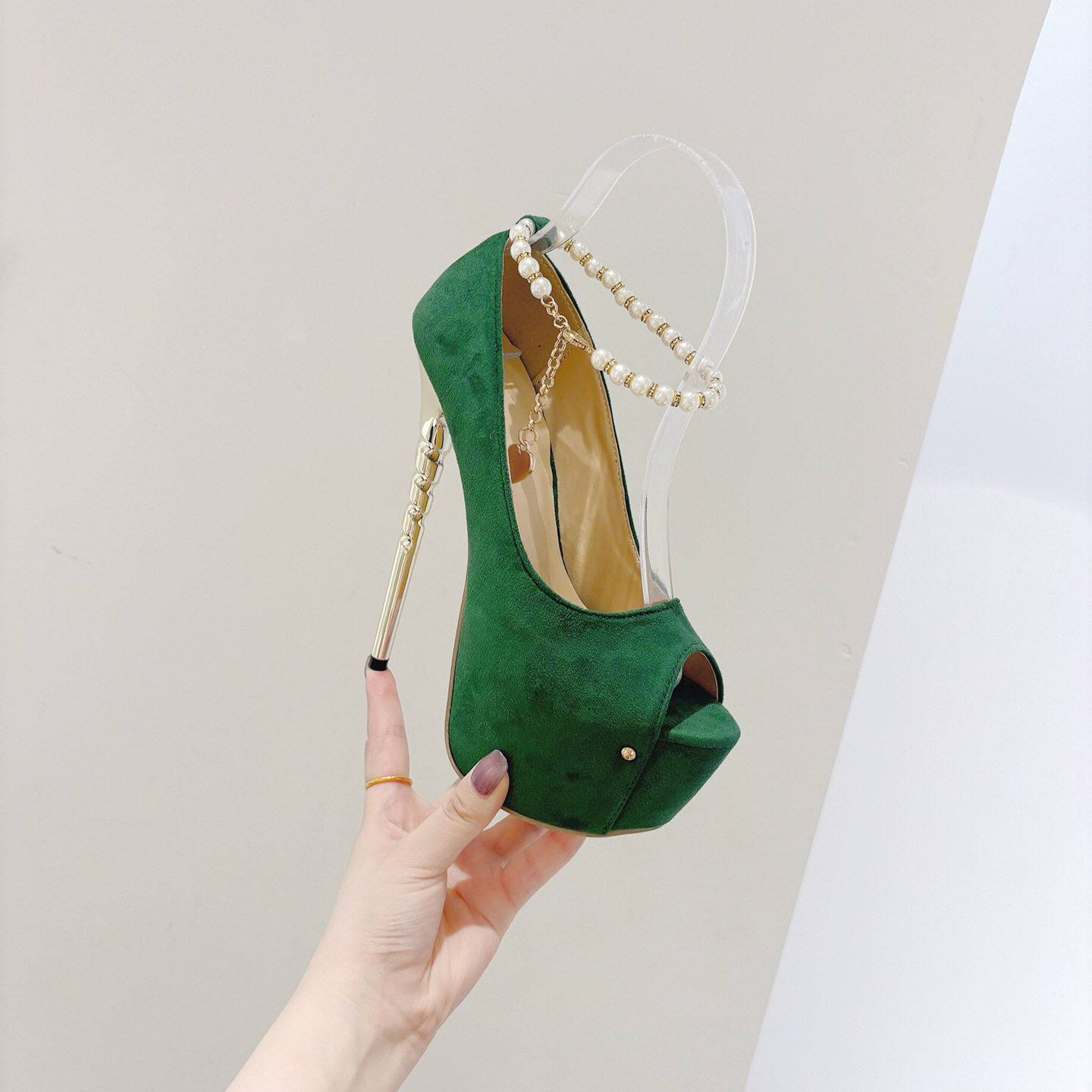 高档意尔杰潮牌康豪高跟鞋16厘米恨天高女鞋夏季款模特舞会防水台