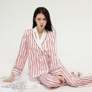 套装 高档裴珂红黛oyshok克豆2025春季 长裤 新款 时 睡衣女人字纹长袖