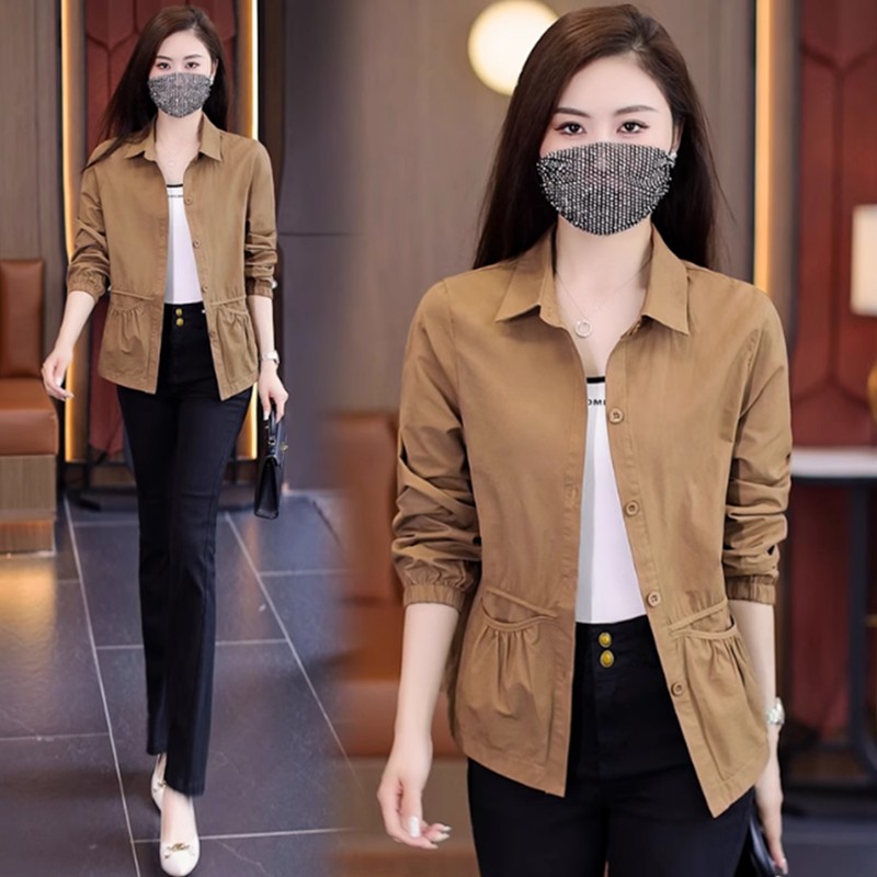 红色衬衫外套女春秋2025新款小个子修身外衣早秋女士薄款休闲上衣
