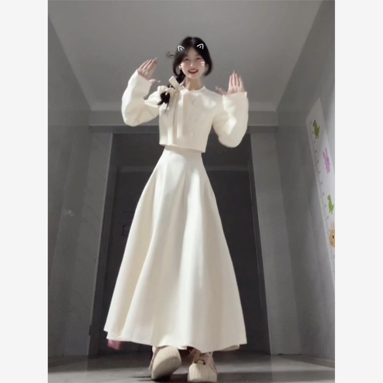 法式富家千金小香风连衣裙子女秋冬季名媛穿搭一整套温柔生日套装