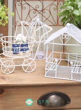 迷你鸟笼摆件花园挂件铁艺装饰庭院杂货 满28包邮