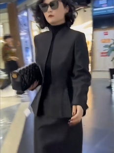 欧美西装 设计感小众高级感收腰西服外套胖mm半身裙 女套装 职业正装