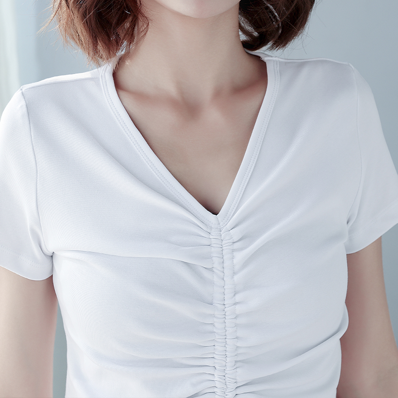 白色修身短袖2022新款设计t恤女