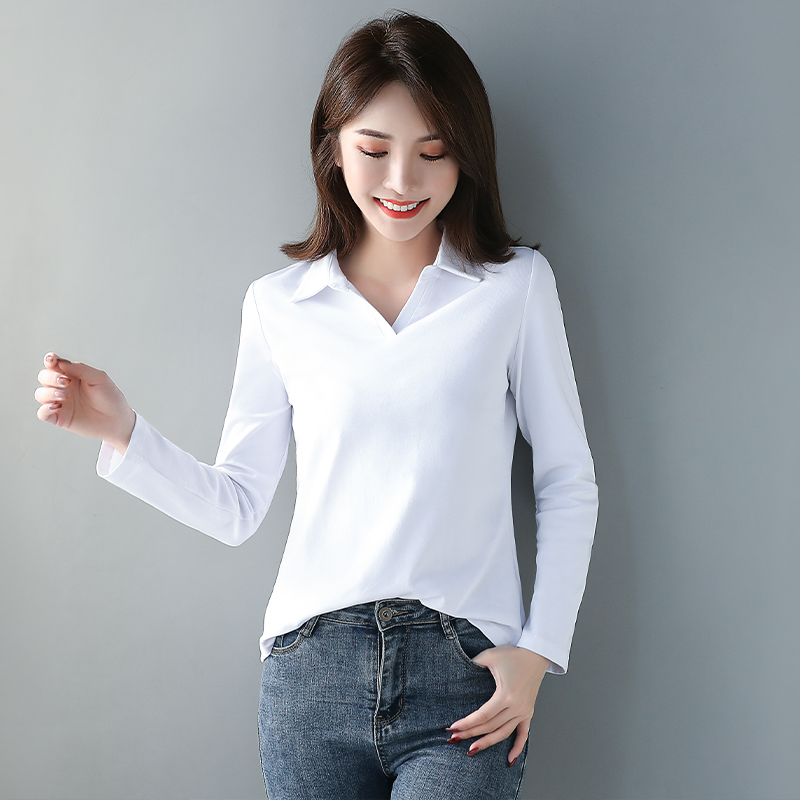 螺纹秋装新款职业内搭女士polo衫