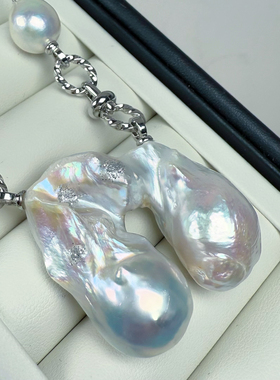 巨无霸41mm巨大超大极光连体大巴洛克纯天然淡水珍珠项链