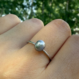 一物一拍极光无瑕铂金灰无核大溪地Keshi克旭天然珍珠925纯银戒指