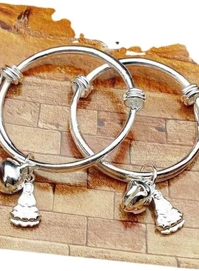 手环可调节铃铛宝宝刻字手镯礼物男女开口镀银满摆地摊周岁婴儿