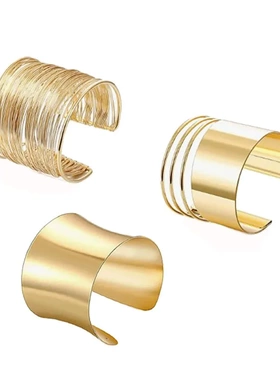 跨境新款手镯欧美时尚个性金属手镯朋克街拍开口手环镂空简约手饰