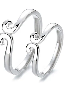 纯银戒指男女款可刻字开口高级感一对情侣小众紧箍咒S925指环设计