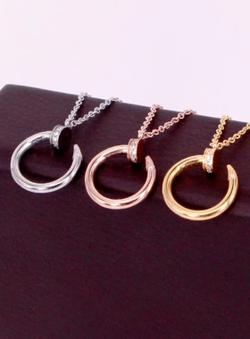 欧美跨境钛钢镶钻钉子项链满天星满钻卡家时尚女士锁骨不锈钢骨项