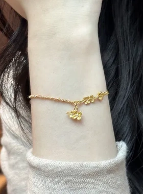 女精致手链桂花手饰品四叶草一件流苏同款新款金色2024