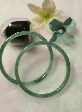 汉服手镯仿玉镯墨绿色玻璃禁步环配件铃铛叮当玻璃细闺蜜细条