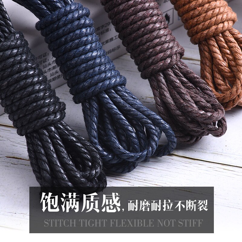 黑色马丁靴女款棉线绳打蜡圆形绳英伦休闲皮鞋鞋带男款豆豆鞋带子
