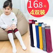 Bé gái trong vớ ống cotton trẻ em chất đống vớ mùa xuân và mùa thu mỏng bé trên đầu gối vớ dài ống Hàn Quốc mùa hè nước ngoài - Vớ