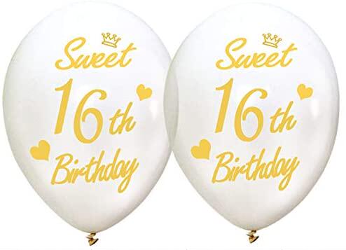 jonhamwelbor 16th birthday balloons 16 pack 12 inch white go