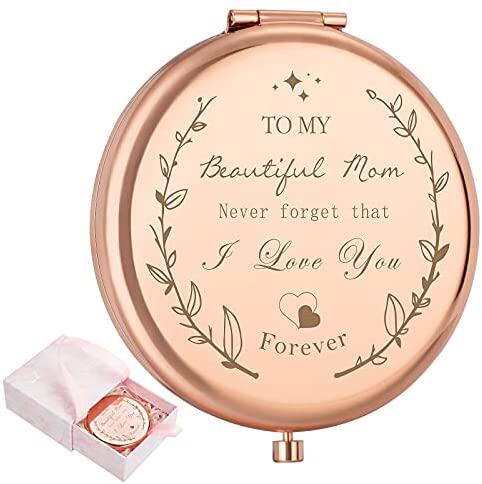 birthday gifts for mom-i love you mom rose gold compact mirr