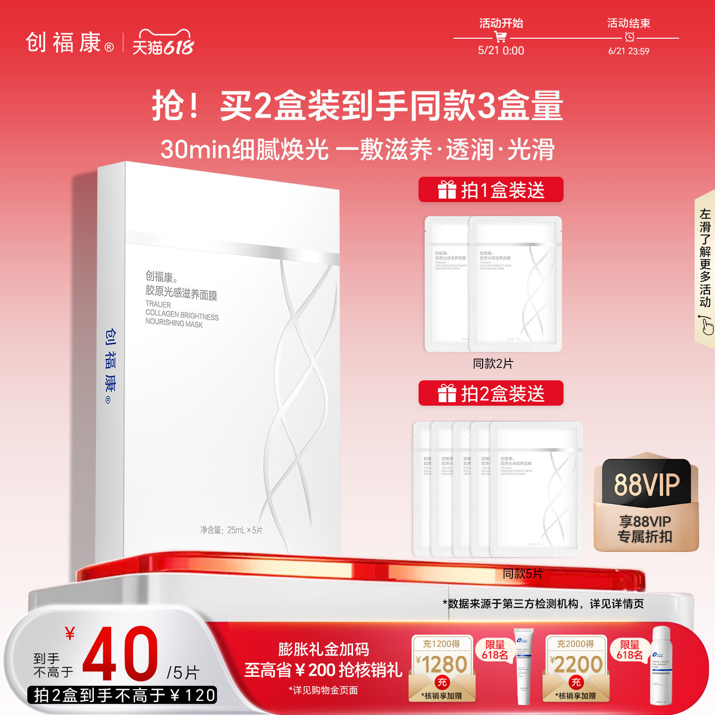创福康胶原光感滋养保湿补水舒缓透润敏感肌面膜
